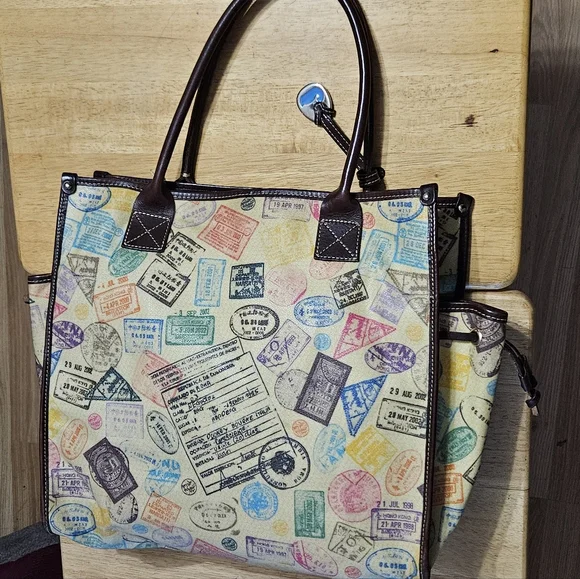 Dooney & Bourke Multicolor Travel Stamp Tote - Picture 4 of 8